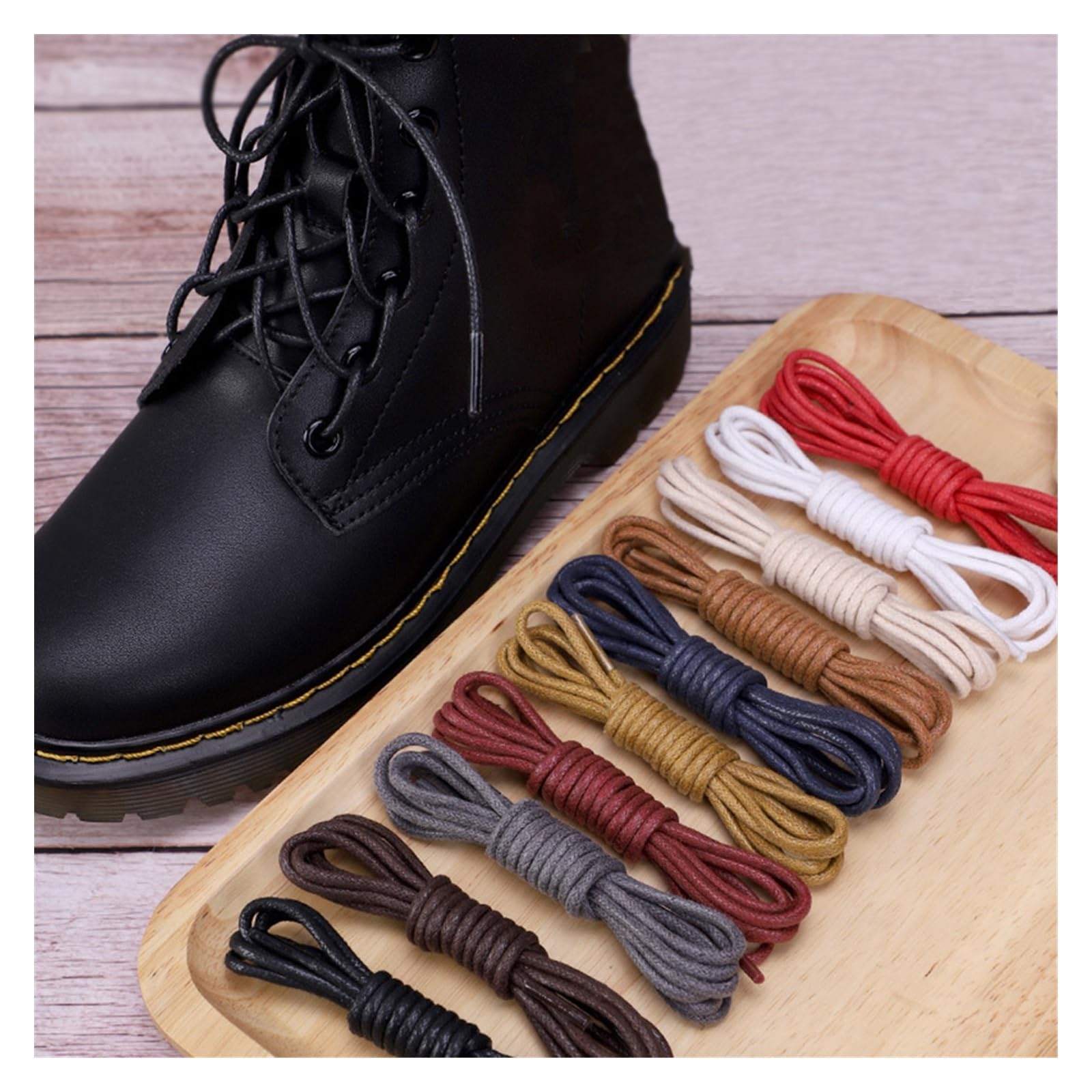 Cordones de zapatos planos, 1 par de cordones de cuero, cordones encerados de algodón, cordones de cuero redondos for zapatos, botas, cordones de zapatos unisex(Green,120cm)