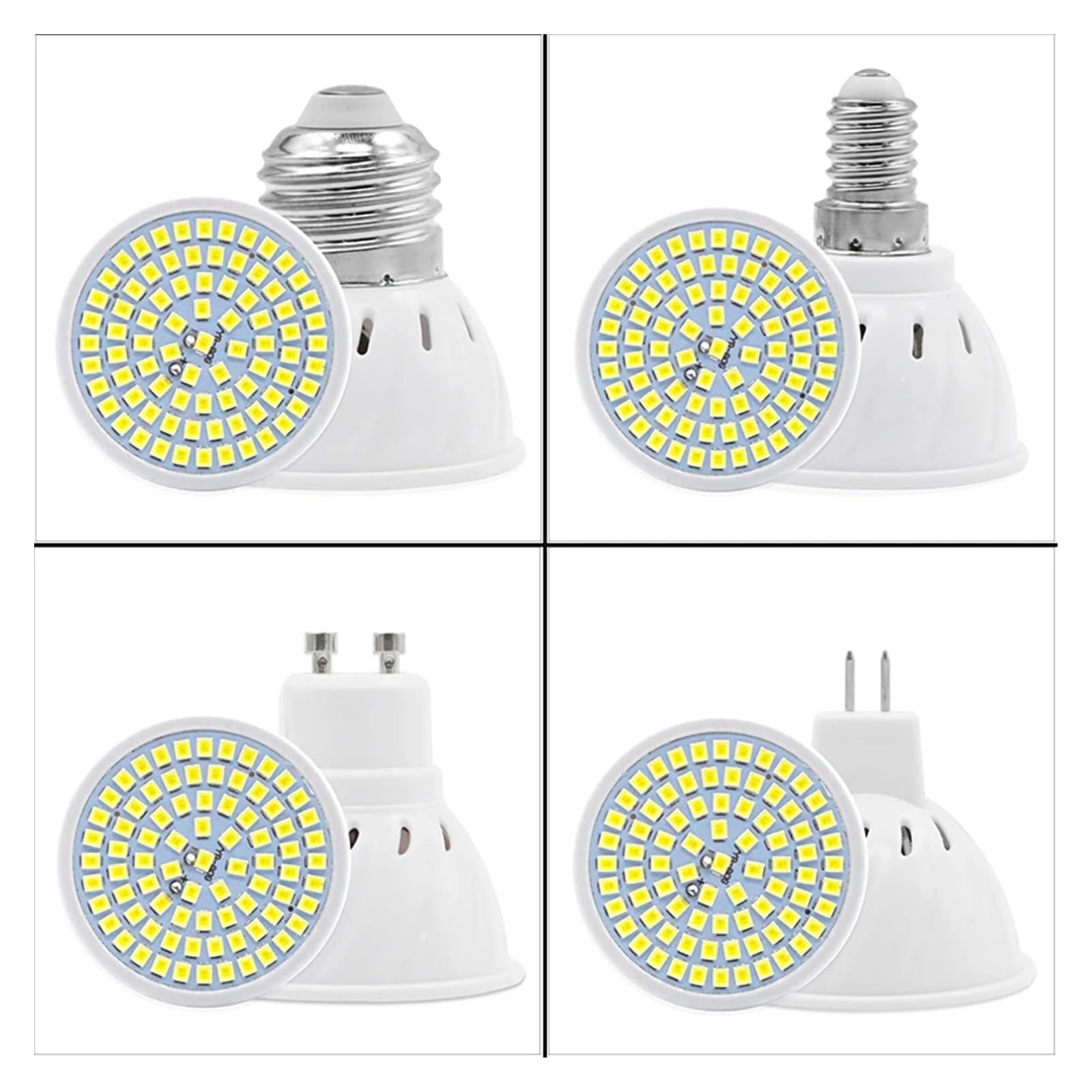 Générique Żarówka LED GU10, E27, E14, 220 V, 240 V, 48, 60 lub 80 LED, reflektor 2835 SMD, oświetlenie (ciepła biel, E14_48 LED)