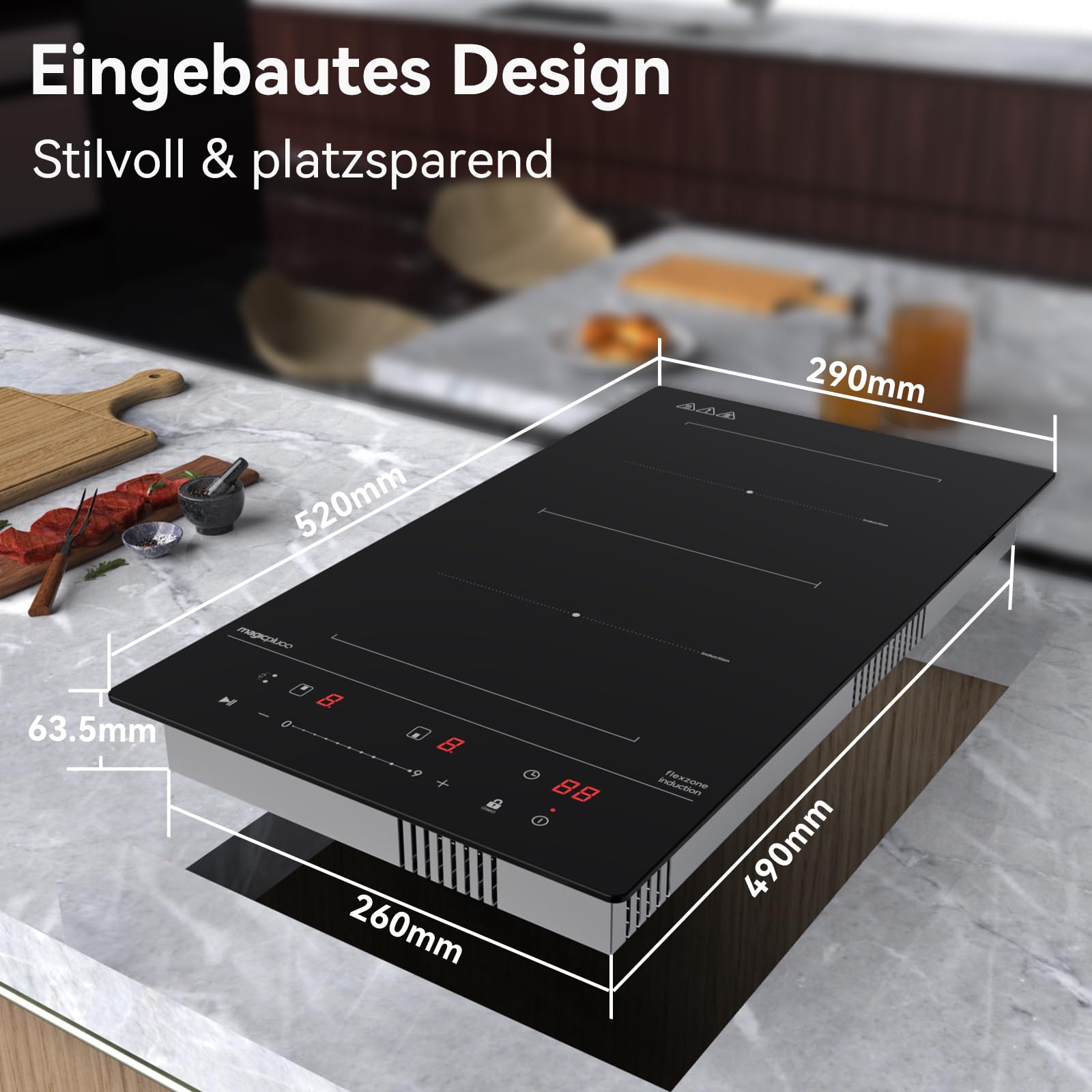 Produktbild von Karinear Induktionskochfeld 2 Platten Einbau, 30cm Kochfeld Induktion