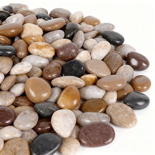 onlyfire 10lb Polished Pebbles, 3/8" Natural Decorative Mixed Color River Rocks Aquarium Gravel Stones for Landscaping, Indoor Plants, Vase, Succulent, Fish Tank