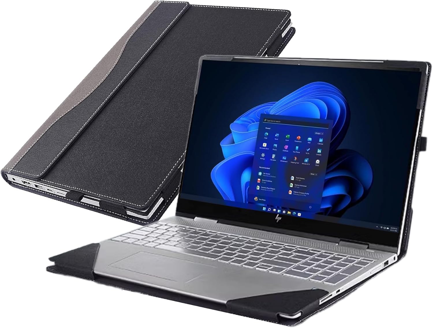 for HP Elitebook 640 G9 14 Inch Laptop Case Elitebook 640 G10 Laptop Case Laptop Bag Protector PU Leather Case with Pen Holder Accessories (Dark Blue)