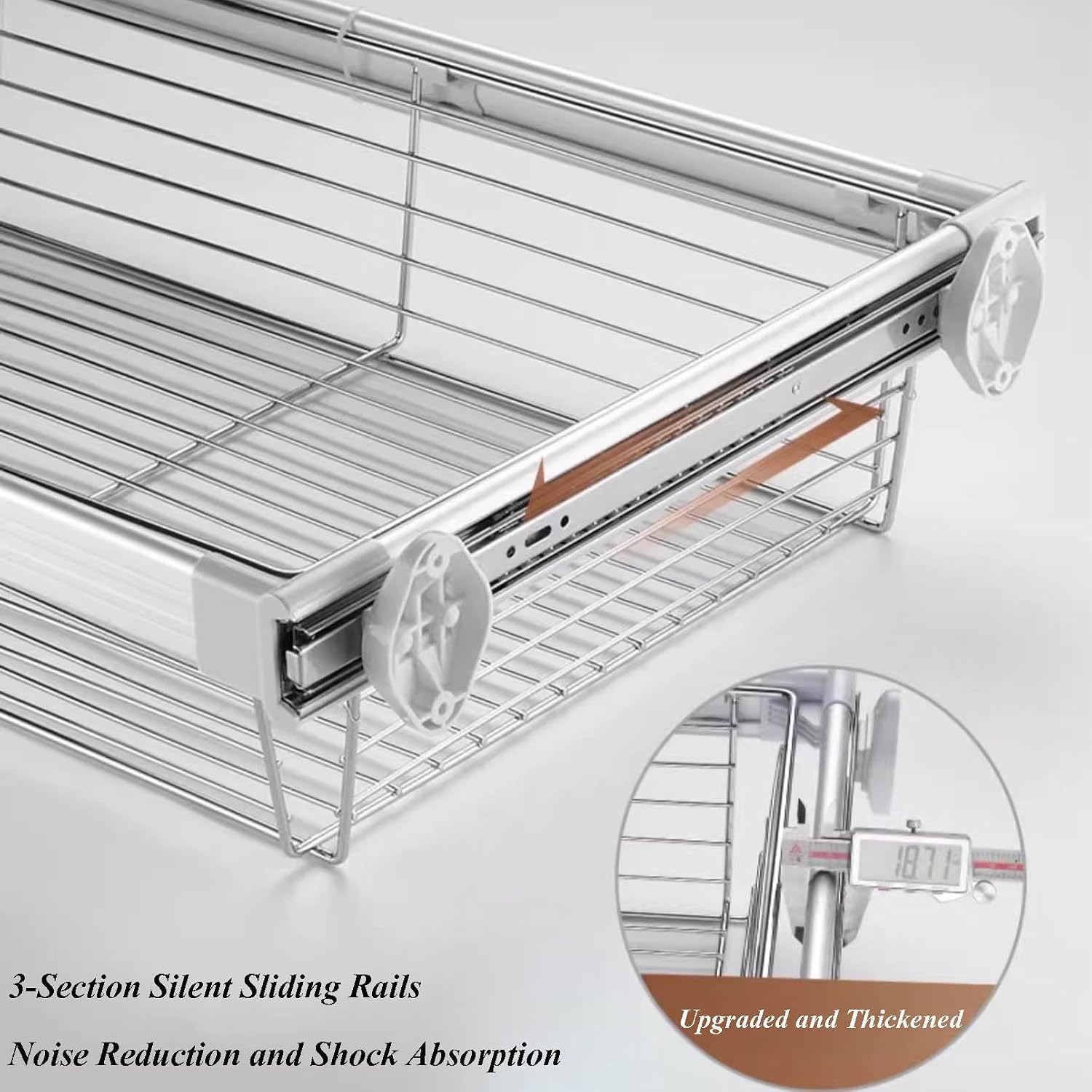 Pull Out Cabinet Organizer, Heavy Duty Slide Out Drawers Wardrobe Pull-Out Basket, Roll Out Shelf Storage for Bedroom Kitchen Bathroom Base Cabinet Organization