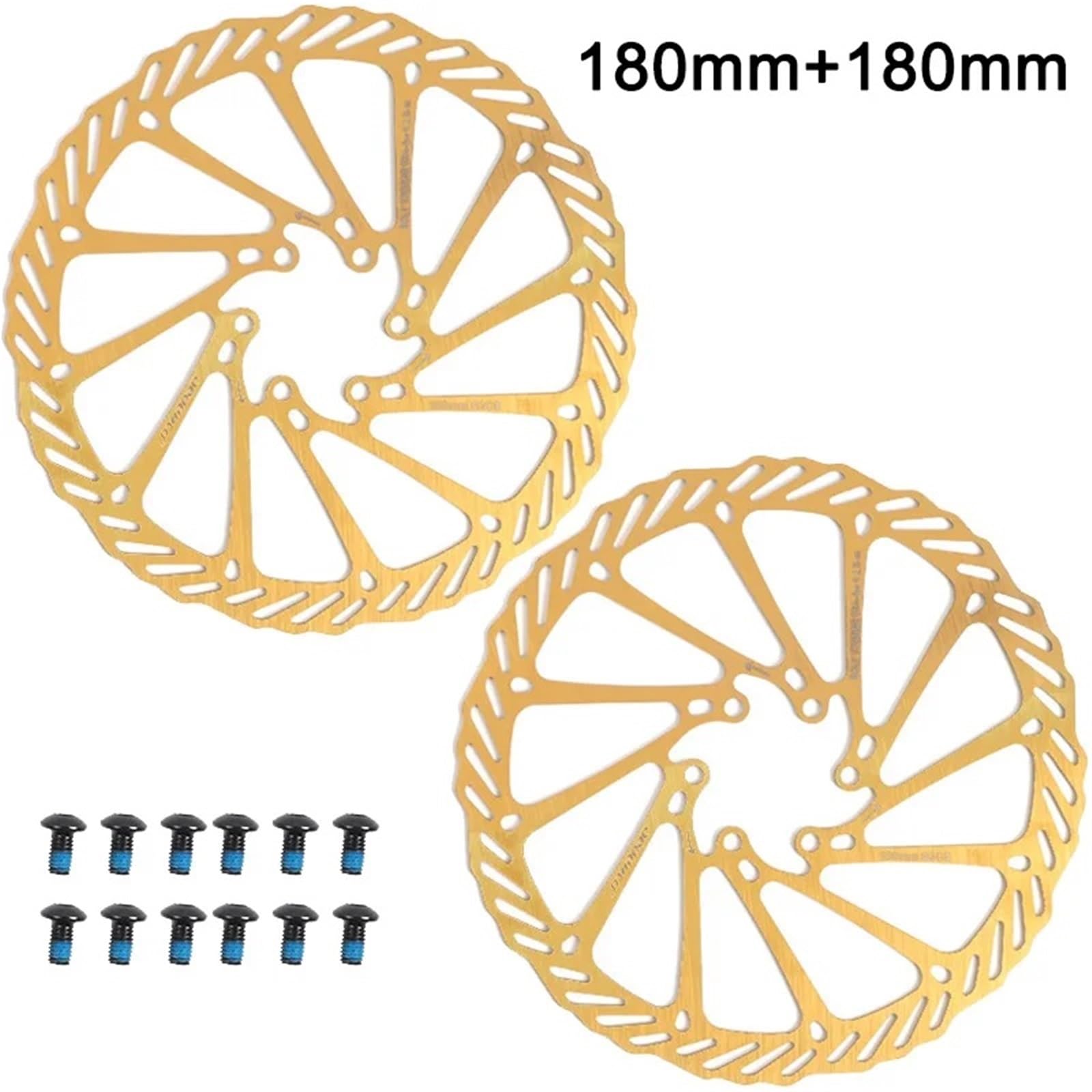 Lot De 2 Disques Frein Hydrauliques Pour VTT, 6 Trous, G3/HS1, 160/180 Mm, En Acier Inoxydable Haute Résistance Disque De Frein Avant Moto(G3-Gold-180-180mm)