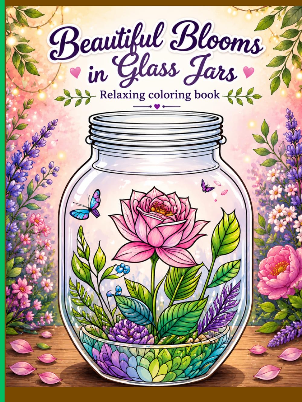 Beautiful Blooms in Glass Jars: A Relaxing Floral Coloring Book for Adults: Floral Terrariums and Glass Jars: 50 Unique Botanical Designs for Stress Relief