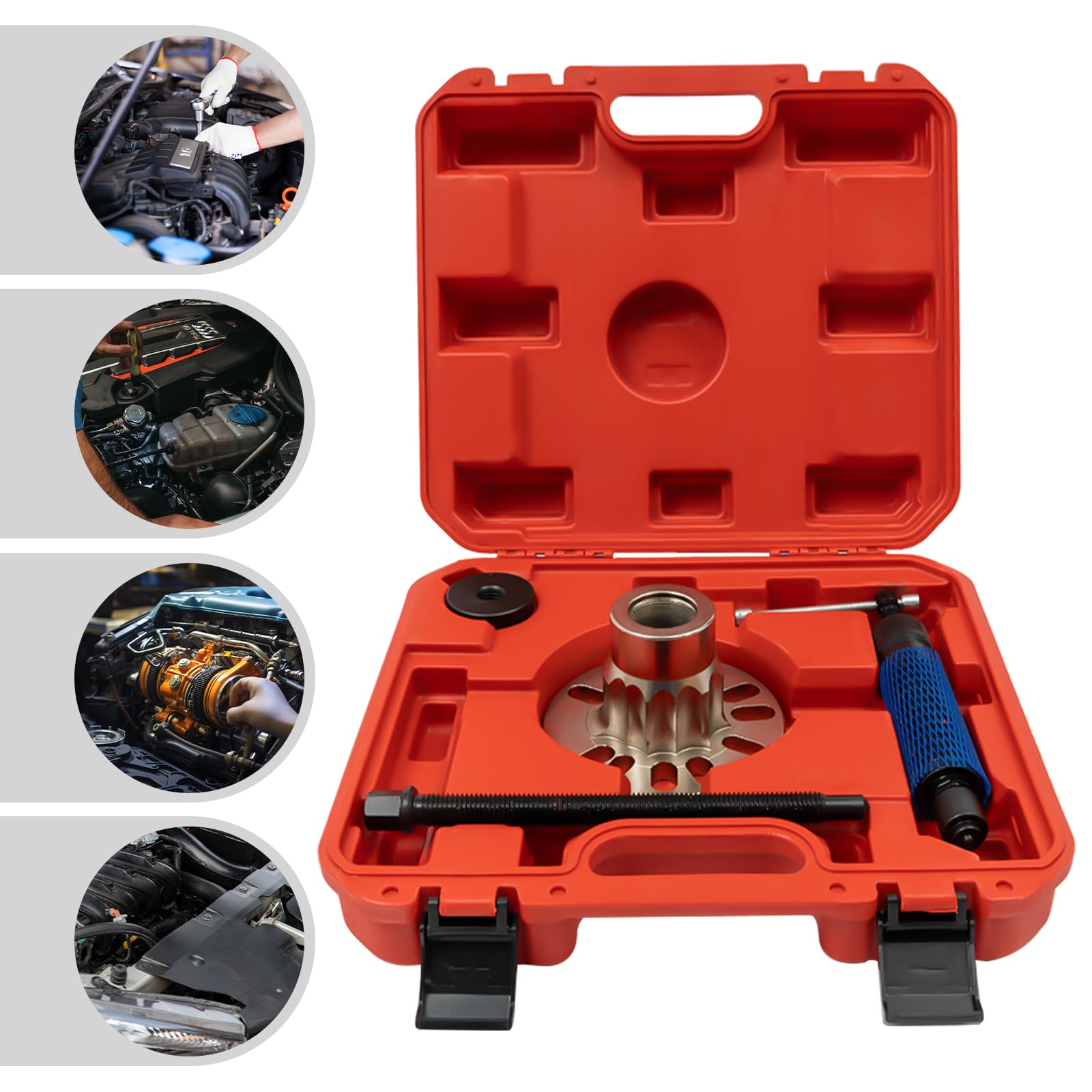 Prensa Hidráulica 10T para Cubos de Rueda Acero Carbono 45# Tratado Térmico Compatible 4-5 Pernos (96-125mm) Maletín Portátil para Taller/Carretera (Certificado CE)