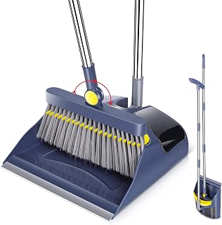 Broom and Dustpan Set, Standing Dustpan Dust Pan with Long Handle for Home Kitchen Room Office Lobby Floor Use