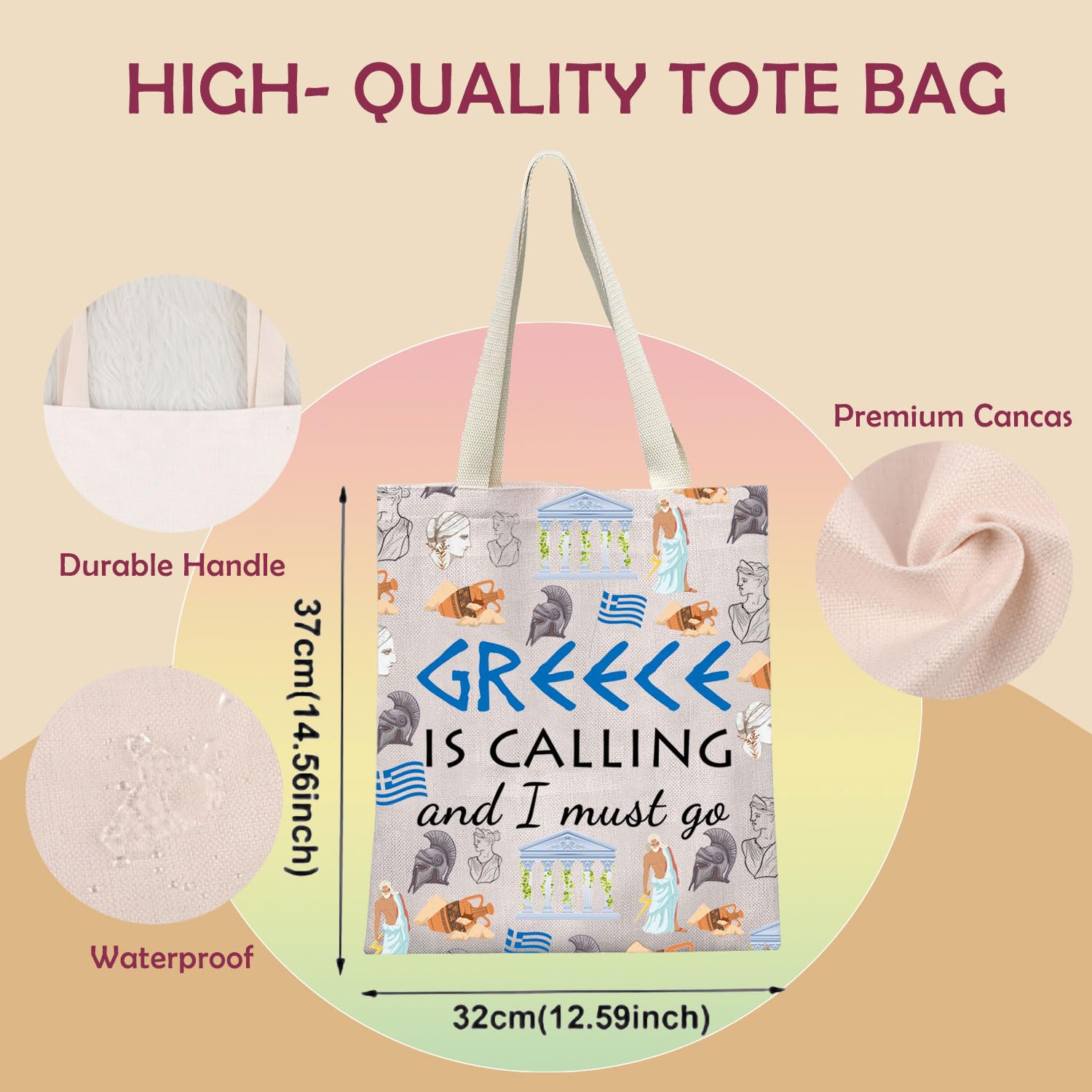 Greece is Calling and I Must Go Greece Makeup Bag Greece Family Trip Gift Greek Vocation Cosmetic Bag Greece Travel Bag (Greece is Calling Tote Bag 1UK) - Image 2