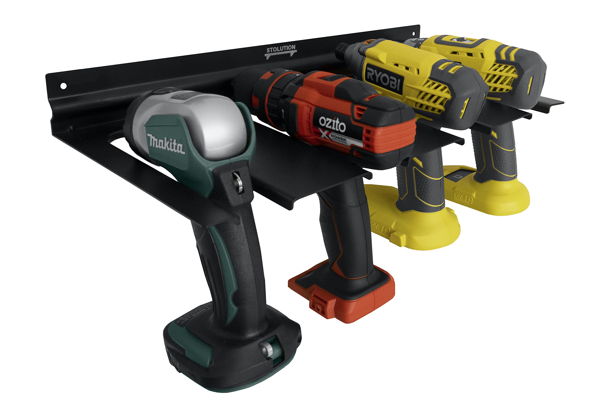 STOLUTION Drill Storage Rack | Holds 4 Drills | Heavy Duty \u0026 Sturdy | Wall Mounted Organizer for Garage, Shed, Workshop, Home, Shop | Easy to