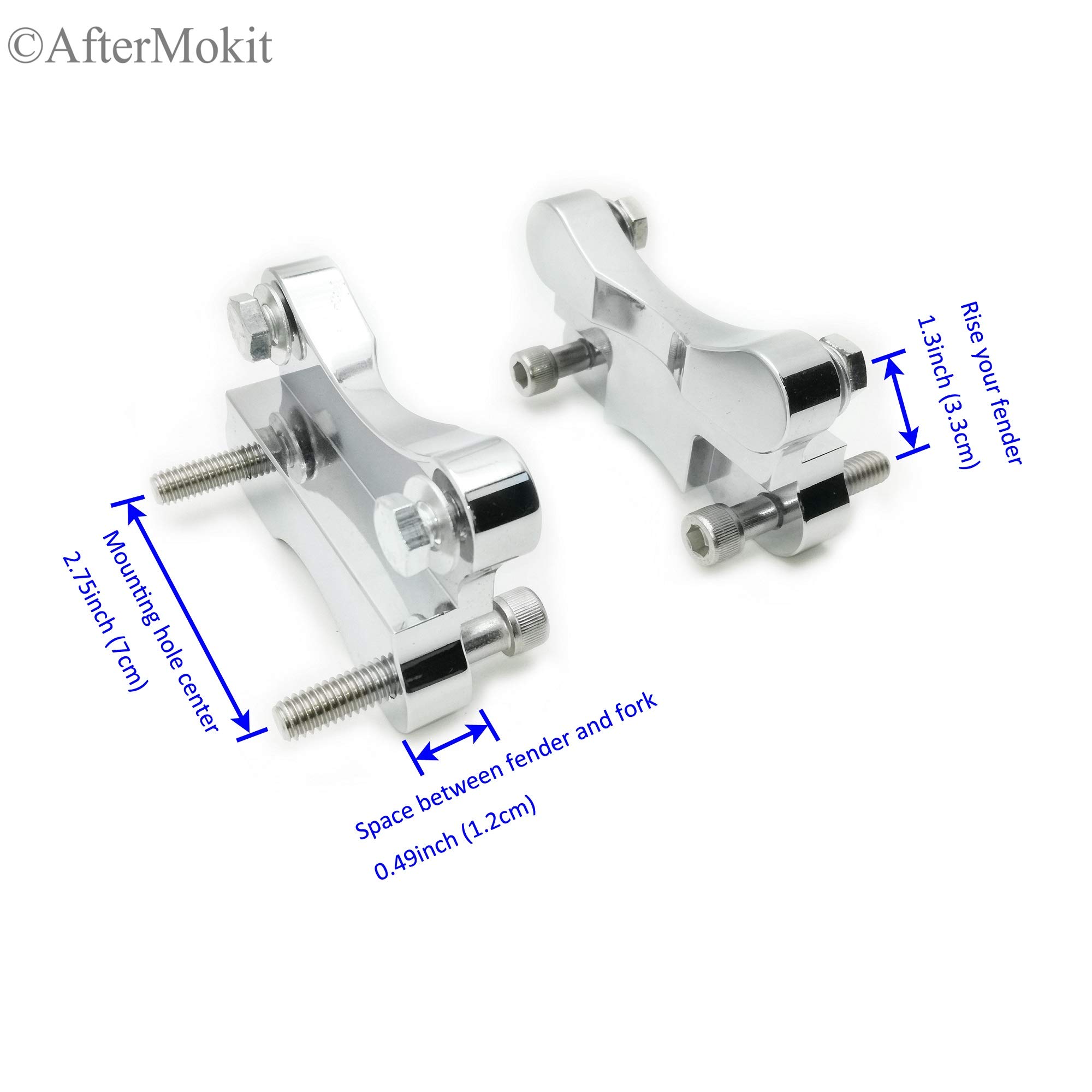 Front Fender Riser Kit Snapklik.com : AfterMokit Front Fender Risers 2 3/4 Inch Mounting Hole ...