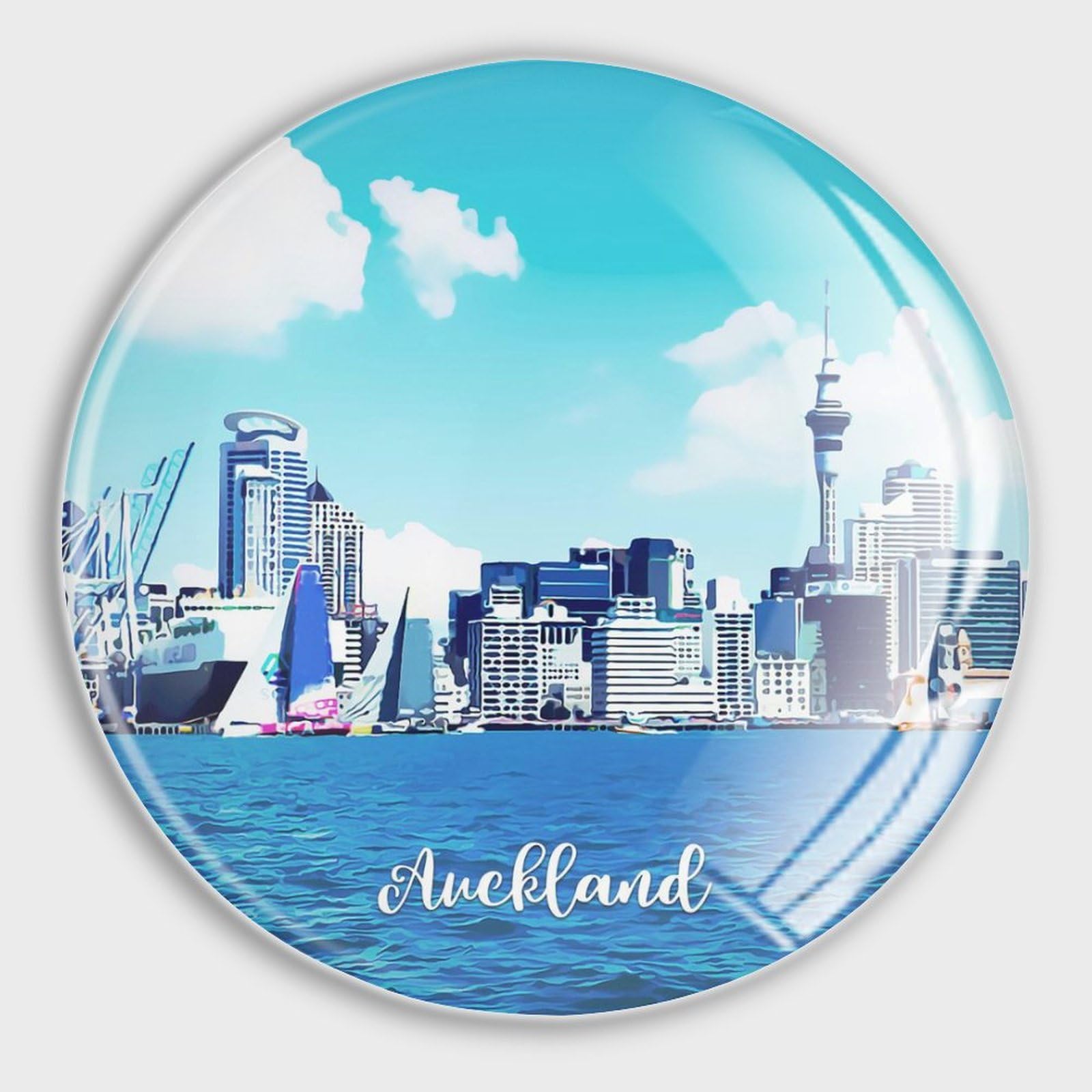 Aimants en verre pour réfrigérateur lot de 4 magnets voyage Auckland pour tableau blanc