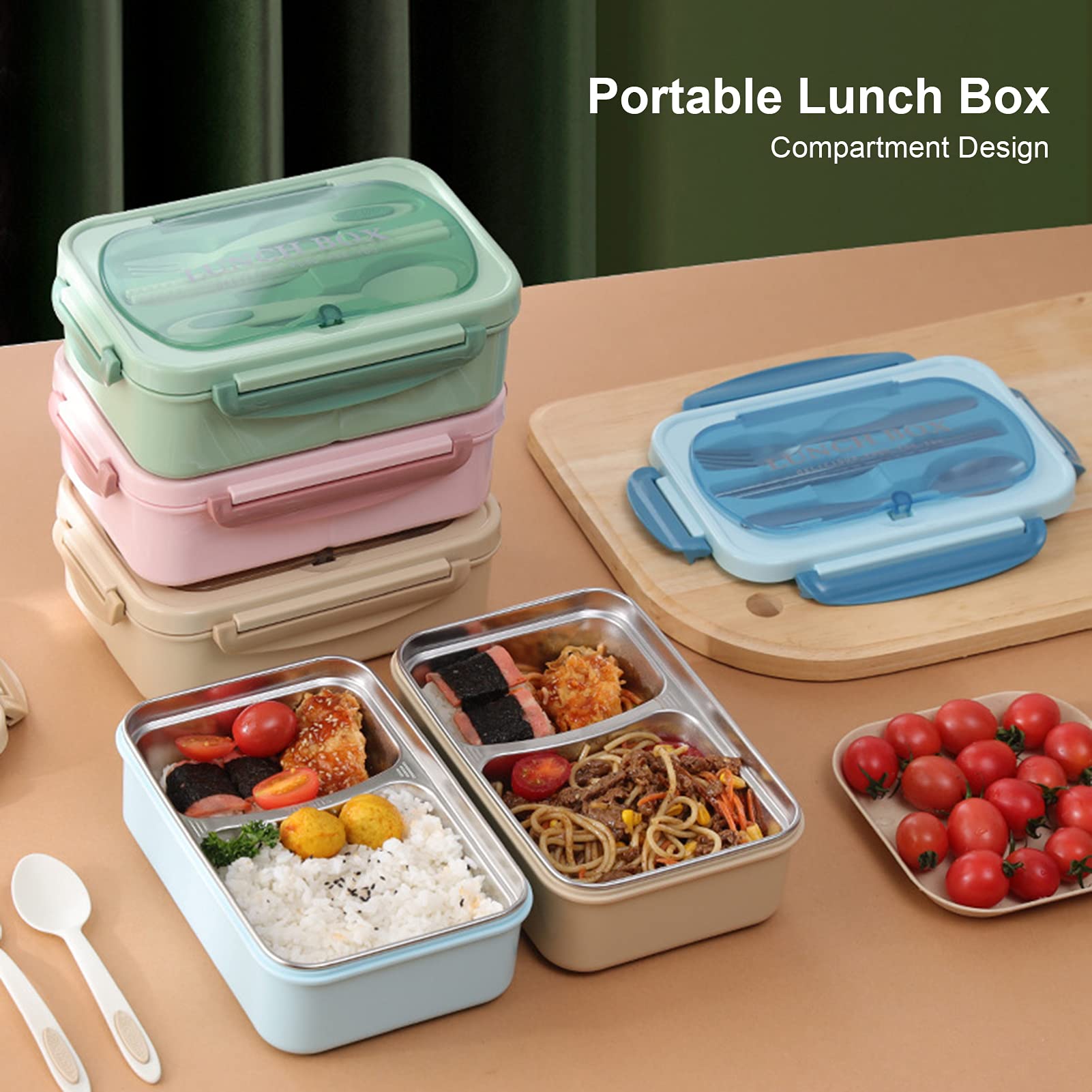 Brrnoo Box Box, Contenitore per il Pranzo per Adulti con Utensili per Pranzo Container per Bambini Container per Ragazze e Adolescenti (PINK)