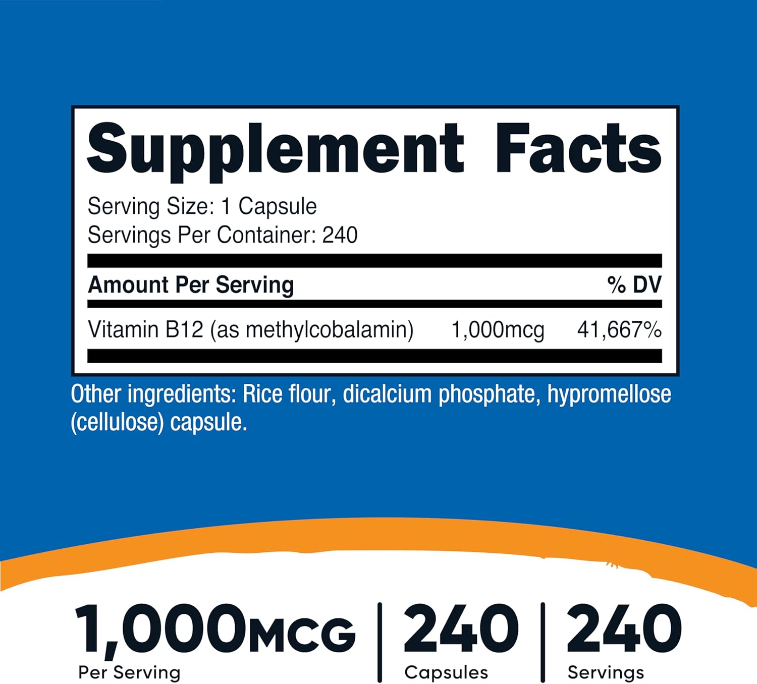 Nutricost Vitamin B12 (Methylcobalamin) 1000mcg, 240 Capsules - Vegetarian, Non-GMO & Gluten Free B12 Supplement - Image 2