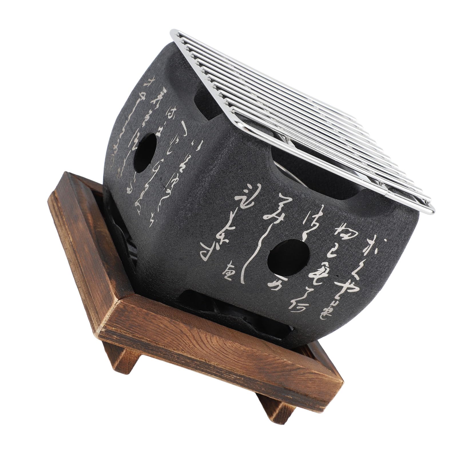 Mini Parrilla Japonesa para Barbacoa, Estufa de Carbón de Calentamiento Rápido para Asar a la Familia, Estufa de Barbacoa Portátil, Diseño de Texto Elegante, (19,5x18cm/7,7x7,1 Pulgadas)