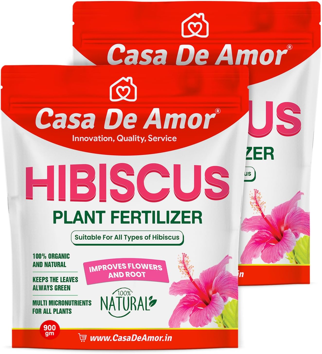Casa De Amor Organic Hibiscus (Gudhal) Plant Food Powder For Flowering, Bright Leaves, Healthy Stems And Strong Roots (1800 Gm)