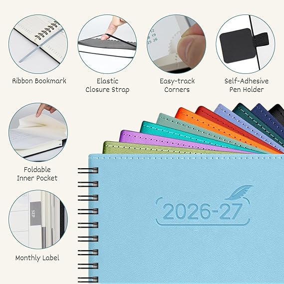 BEZEND Pocket Diary 2026-2027 Week to View Spiral Softcover A6 15.5 x 9 cm