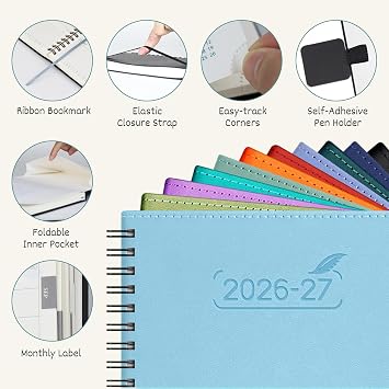BEZEND Pocket Diary 2026-2027 Week to View Spiral Softcover A6 15.5 x 9 cm