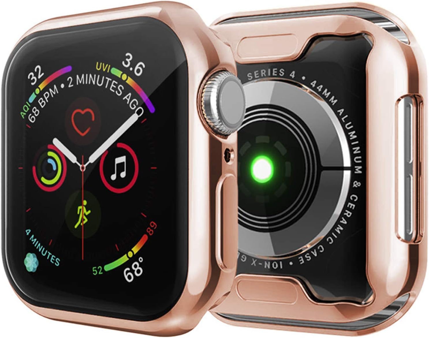 [1 Pack] Aladrs Screen Protector Case for Apple Watch 44mm, Full Protective HD Ultra-Thin Cover Compatible with iWatch Series 4 Series 5 Series 6 SE Bumper Case, Rose Gold