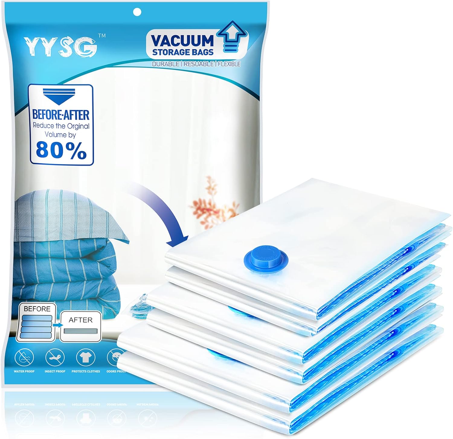Vacuum Storage Bags Space Saver Bags 6 Bags 2 Jumbo + 2 Extra Large