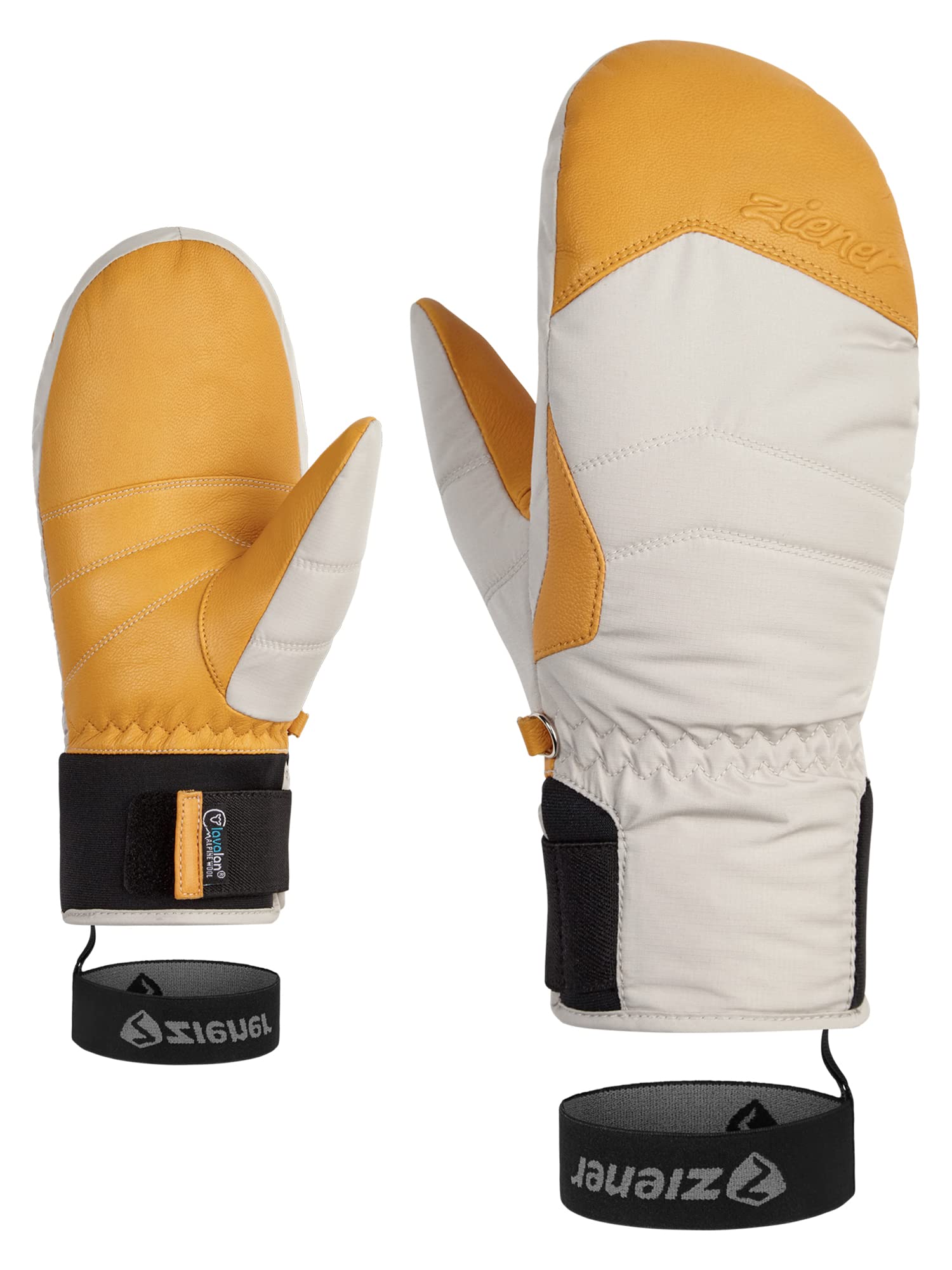 Ziener Women's Kalea Ski Mittens Winter Sports | Waterproof Extra Warm Wool Silver Beige 7