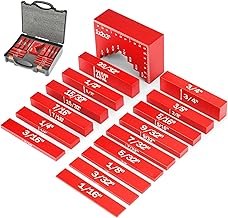 Setup Blocks Height Gauge, 16pcs Precision Aluminum Setup Bars, Router and Table Saw Accessories, Woodworking Tools for Easily Set Fence, Blade, Drill Height, with Storage Case