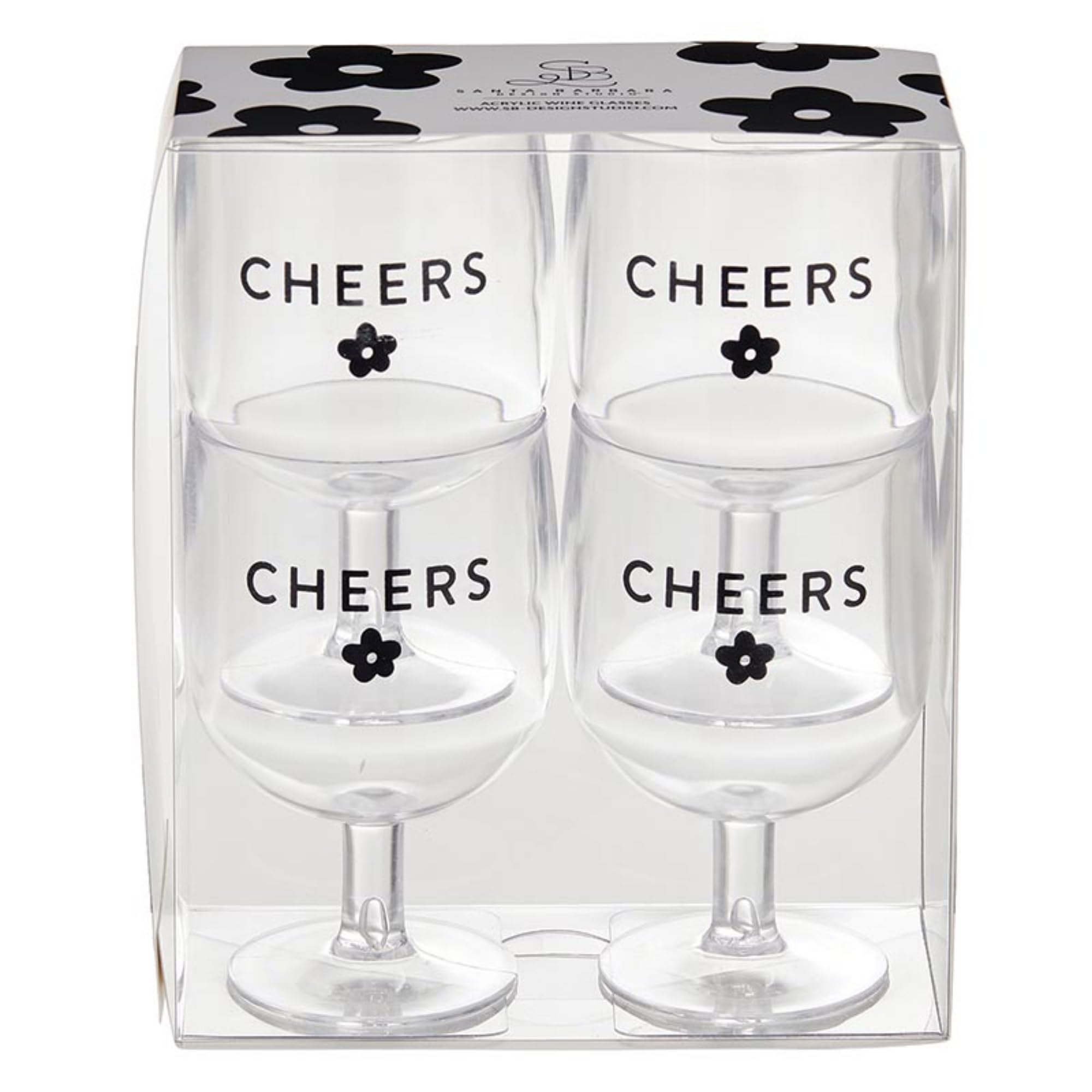 Santa Barbara Design Studio Copas de vino irrompibles Sippin' Bonitas copas de vino apilables de acrílico, juego de 4, Cheers