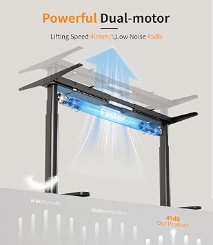 MAIDeSITe Height Adjustable Standing Desk Frame with Oval Leg Design, Dual Motor Electric Standing Desk Sit Stand Desk with 62-125cm, 4 Memory Keyboard and Anti-collision System
