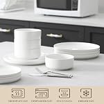 MALACASA Plates and Bowls Sets, 12 Pieces Porcelain Dinnerware Sets Dishware Sets Chip Resistant Ceramic Dish Set Dining Dinner Ware Service for 4, White, Series Luna