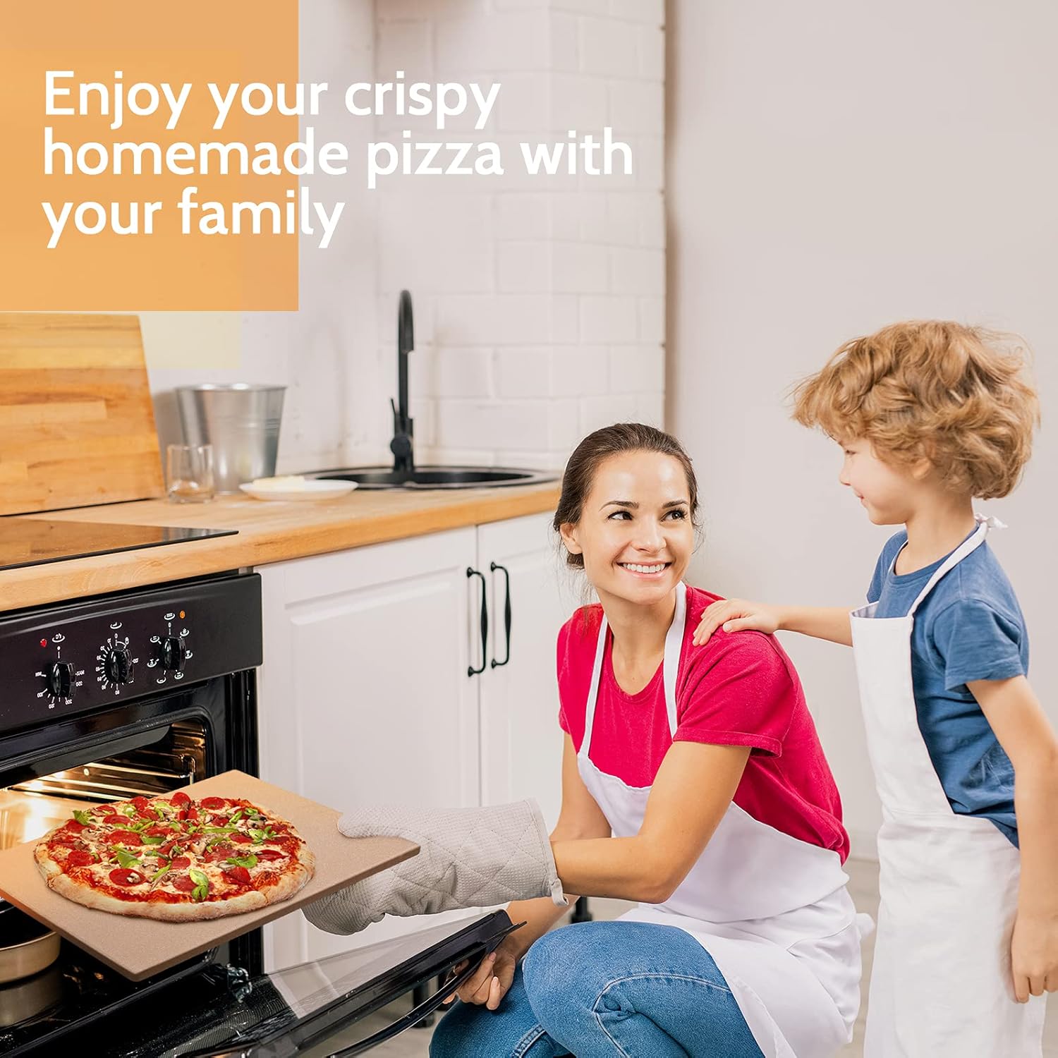 Pizza Stone for Grill and Oven(15”x12”), Free Bamboo Pizza Peel Paddle, Durable Pizza Baking Stone, Heat-Resistant Cordierite Cooking Stone with Recipes for Pizza, Pie, Pastry Bread, Housewarming Gift : Patio, Lawn & Garden