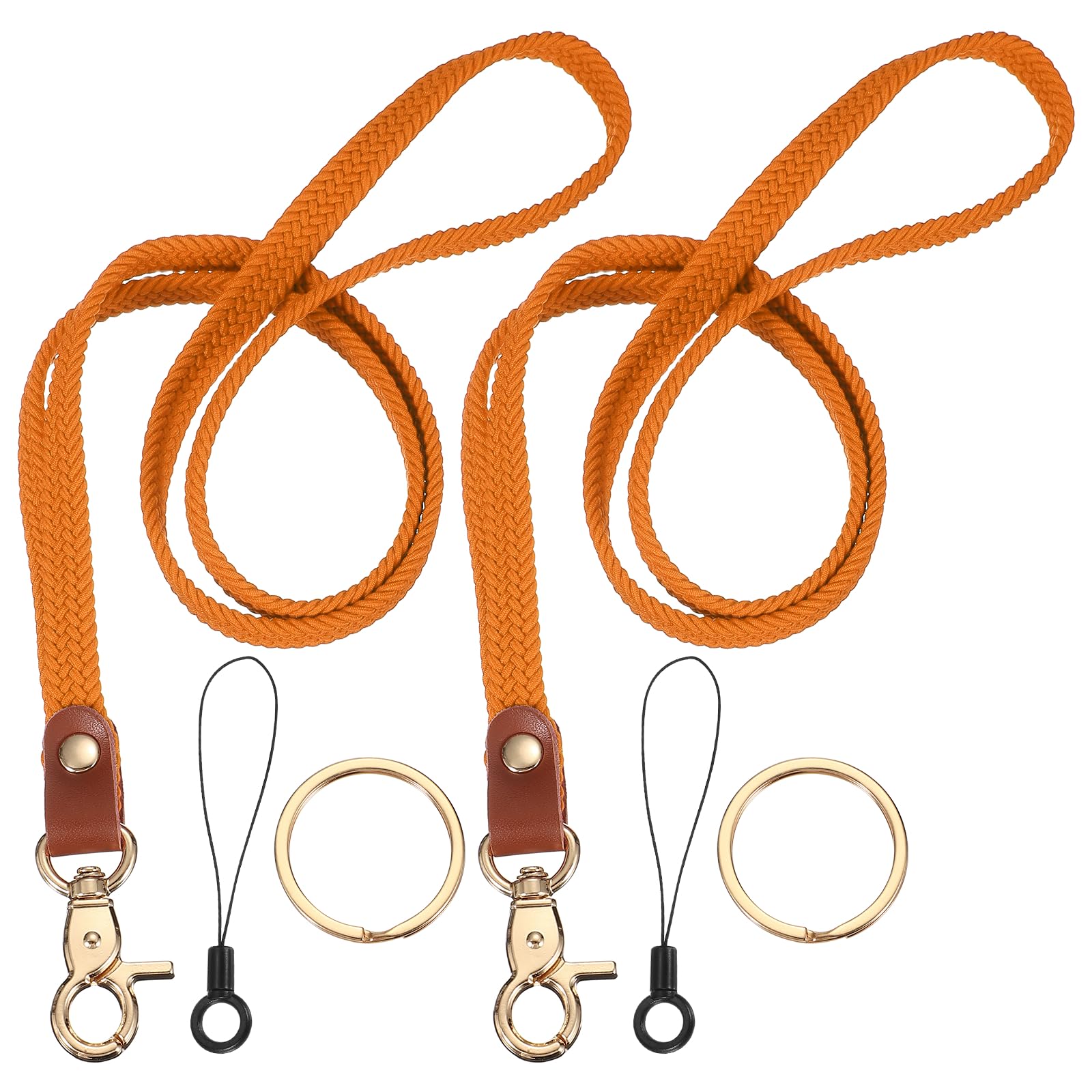 PATIKIL 2Pcs Stretchy Lanyards, Retractable Neck Lanyards with Lobster Clasp Elastic Long Keychain Holders for Teacher Women Men Holding Id Badges Wallet Phone, Orange