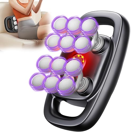 Pistola de masaje de 12 cabezas, pistola de masajes de tejido profundo con 3 modos y 30 niveles de intensidad, pistola de masaje silenciosa para