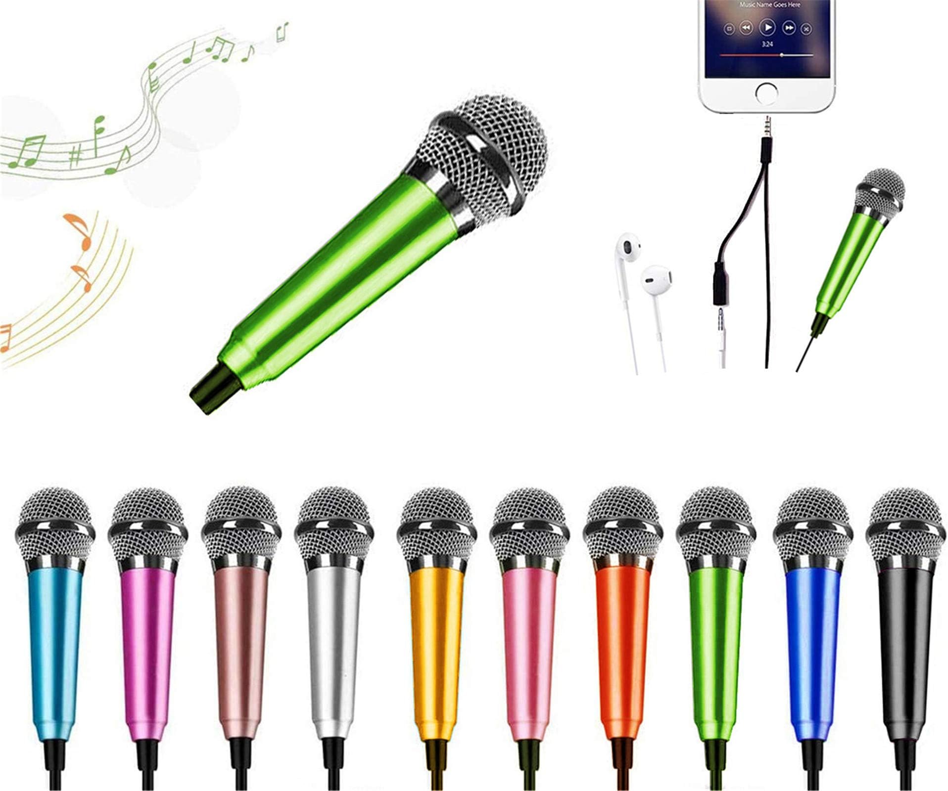 DELADOLA Mini Microphone - Portable Vocal Asmr Microphone for Voice Recording, Chatting and Singing on iPhone, Android, Laptop (Green)