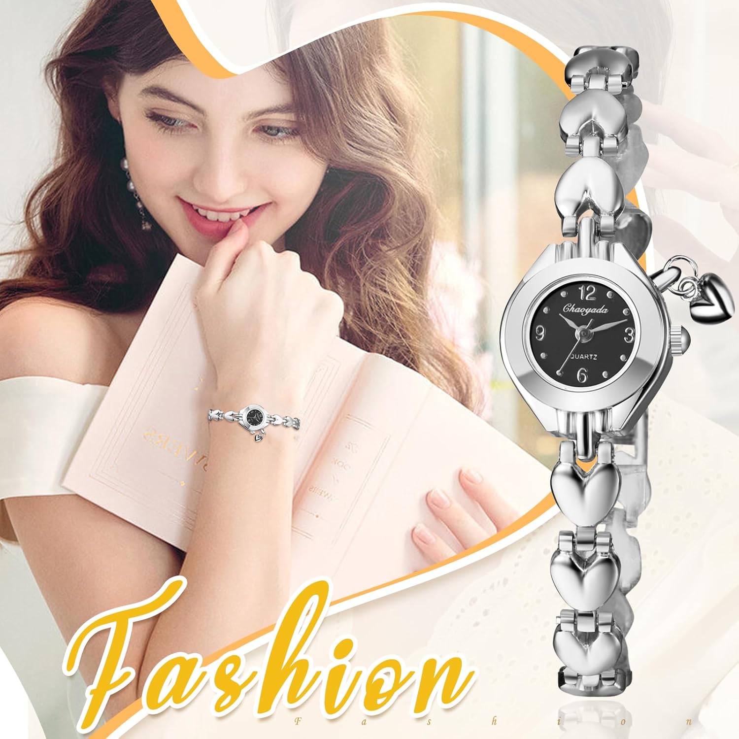 JewelryWe Women's Vintage Leather Watch: Analog Round Quartz Casual Cuff Band Wristwatch for Valentine's Day - Image 6