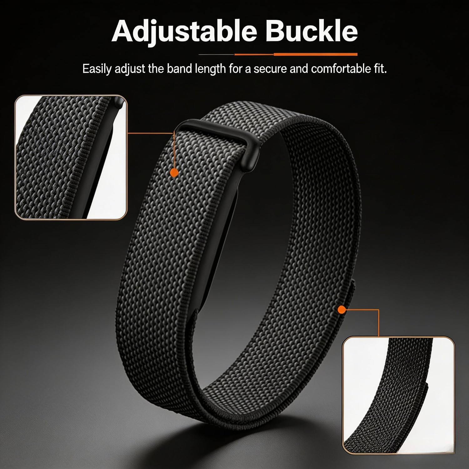 Stretch Nylon Loop Band Compatible with Google Fitbit Air(Tracker module not included), Breathable Sport Loop with Hook & Loop, Micro-Adjustable, 9 Color Options for Versatile Style