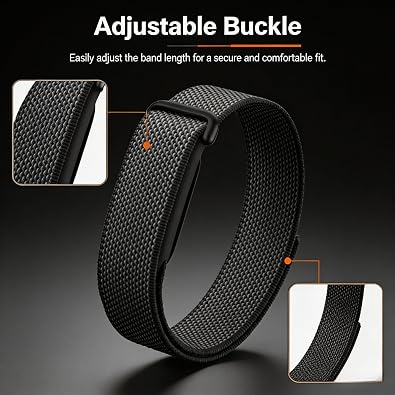 Stretch Nylon Loop Band Compatible with Google Fitbit Air(Tracker module not included), Breathable Sport Loop with Hook & Loop, Micro-Adjustable, 9 Color Options for Versatile Style