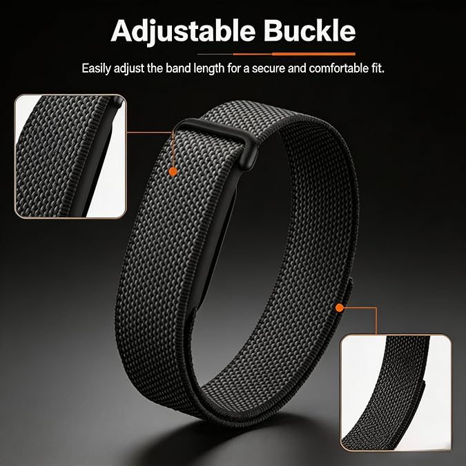 Stretch Nylon Loop Band Compatible with Google Fitbit Air(Tracker module not included), Breathable Sport Loop with Hook & Loop, Micro-Adjustable, 9 Color Options for Versatile Style