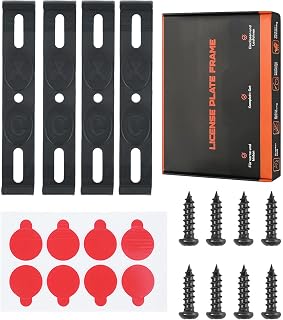 TAKONE License Plate Holder Without Frame 4 Pieces For 2 License Plates | 4 Holder, for 2 Signs, Frameless, Weatherproof, EU Compatible 110mm