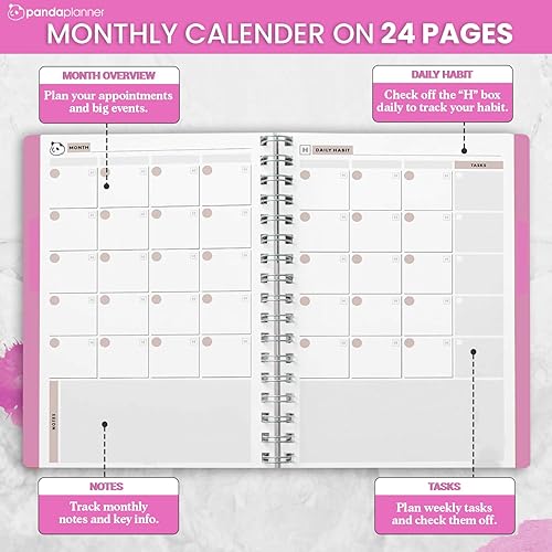Vista 34 de Panda Planner 2025 Undated Daily Planner with Hourly Schedule 5.75" x 8.25" – 90 Days Daily Journal with Spiral Binding – To Do List Notebook with