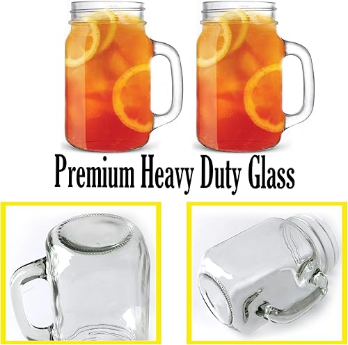 Miniatura 3 de MEM WORLDSHOP Tarros de boca regular de 16 onzas  (2 unidades)  Tarros de boca regular con asas de vidrio