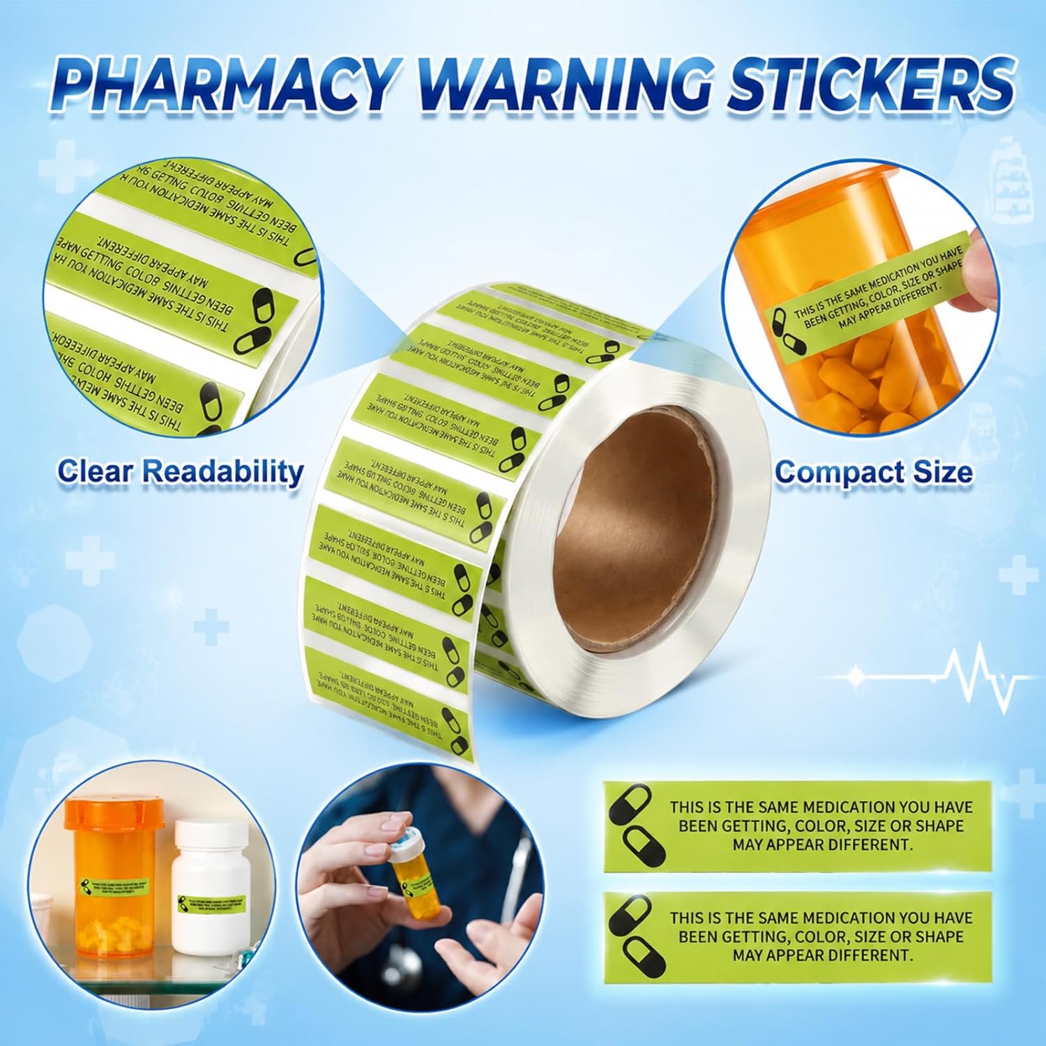 Maitys Pharmacy Stickers Medicine Labels Roll 1-9/16" x 3/8"