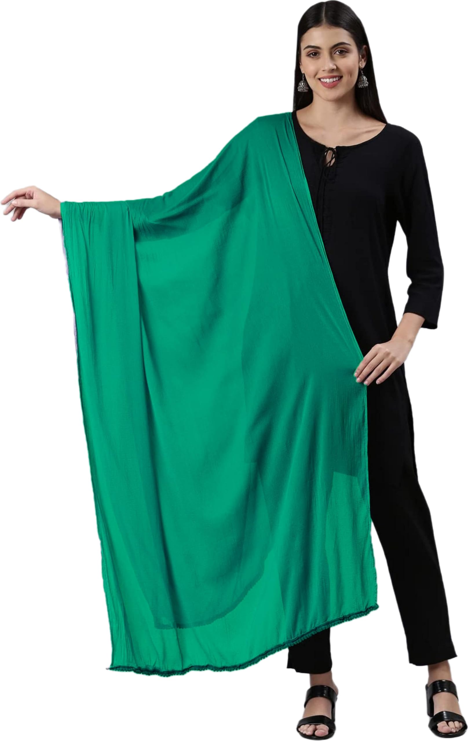 saheli Woman's Chiffon Dupatta with lace on Border_Lenth@2.50 Meters/Bright Colours-picture-27