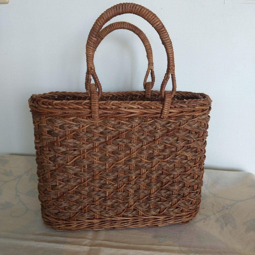 あけび蔓細工 籠カゴ 中長四角 お色良 小物入 津軽の伝統工芸品 津軽の