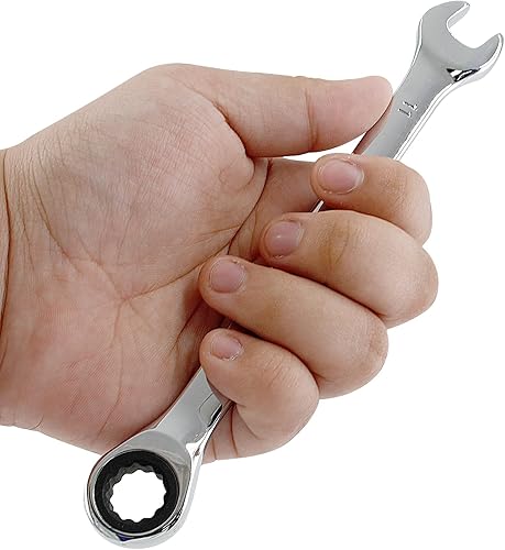 Miniatura 4 de Juego de 2 llaves de trinquete métricas de 0.433 in con movimiento de 5 y endurecido y 72 dientes para proyectos de espacios métricos estrechos