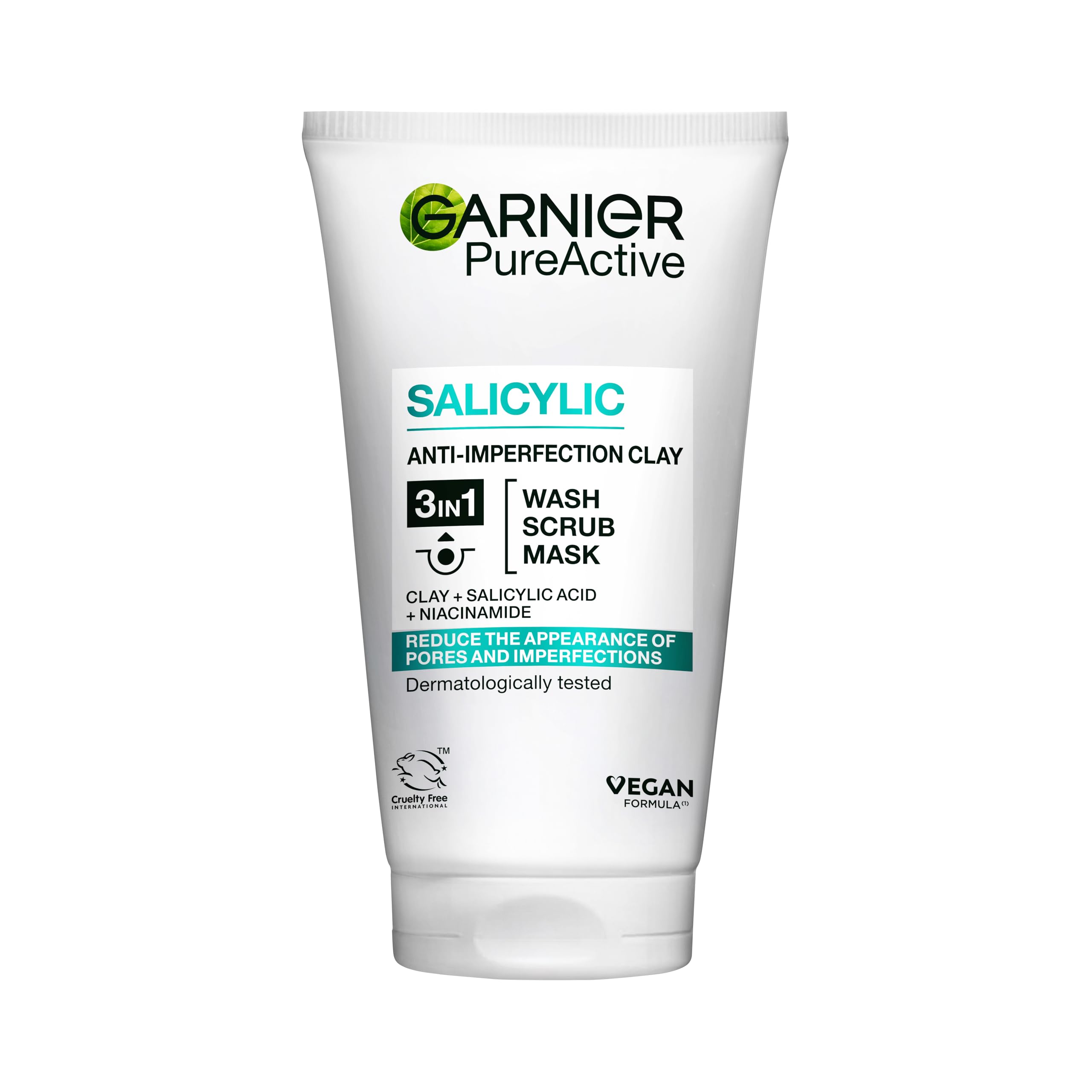 Garnier SkinActive PureActive 3 in 1 Clay Wash Scrub Mask 150ml