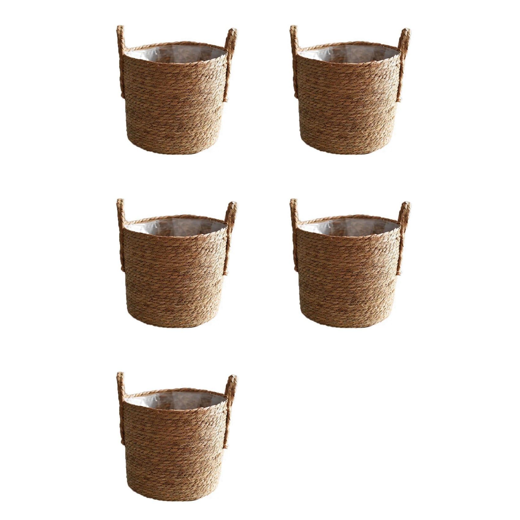 Hndhbfgrt 5X Plant Pots Seagrass Planter Basket Flower Pot Cover Woven Plant Container Vase Wicker Trash