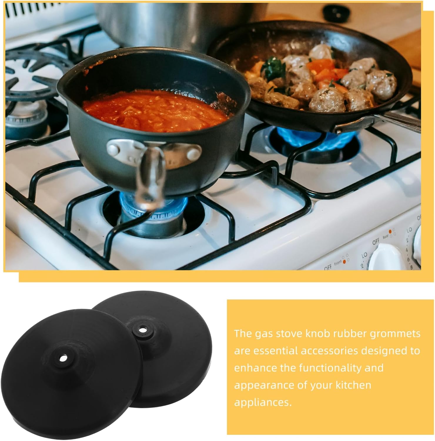 Rubber Protective Feet 2pcs for Gas Stove Grates and Knobs