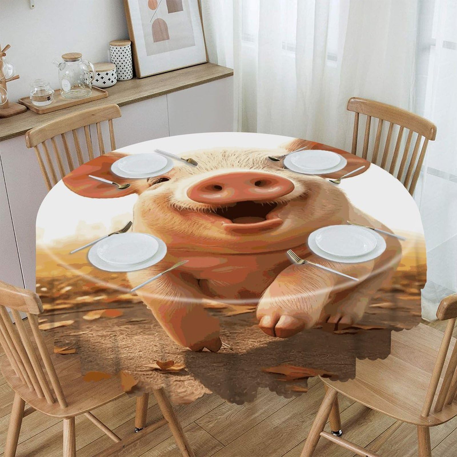 Adfgyerh Style Smiling (17) Table Cloth Easy To Clean, Home Decor Lace Design, Soft And Comfortable, Round Tablecloth Suitable For Homes, Restaurants, Hotels, Patio Tables, Etc.
