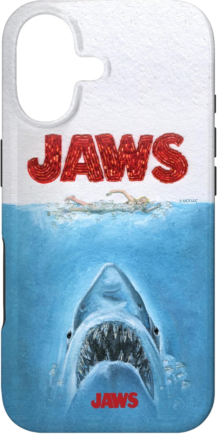Jaws 50th Anniversary Poster Textured Style Front & Back Case for iPhone 17