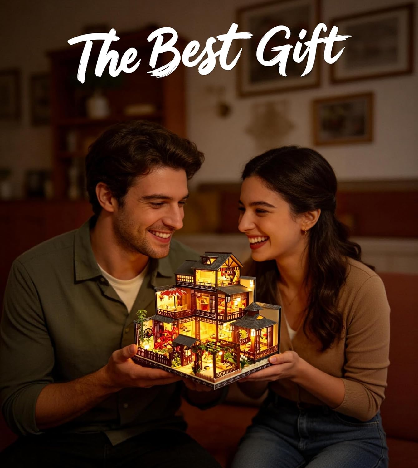 Spilay DIY Dollhouse Miniature with Wooden Furniture,DIY Dollhouse Kit Big Japanese Courtyard Model with LED & Music Box,1:24 Scale Creative Room Gift Idea for Adult Friend Lover (Yaquan Courtyard)