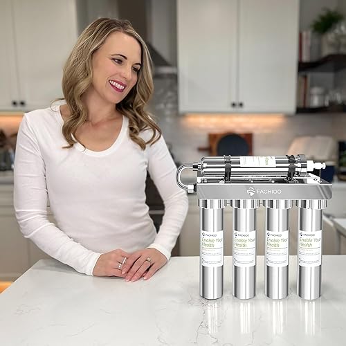 Miniatura 4 de FACHIOO Sistema de filtro de agua de ultrafiltración de acero inoxidable para debajo del fregadero con grifo de níquel cepillado, 2 años de vida,