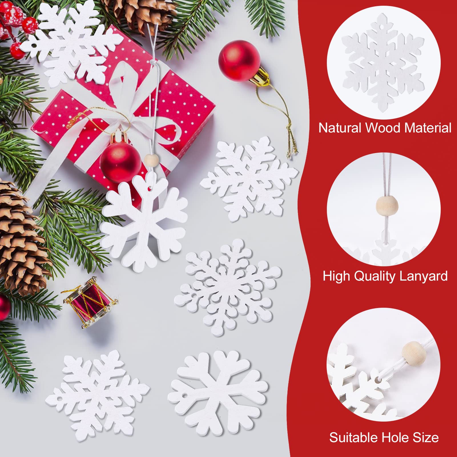 Fiocchi Di Neve In Legno Per Albero Di Natale - 24 Pezzi Decorazioni Fai Da Te, Colorabili - Foto 7